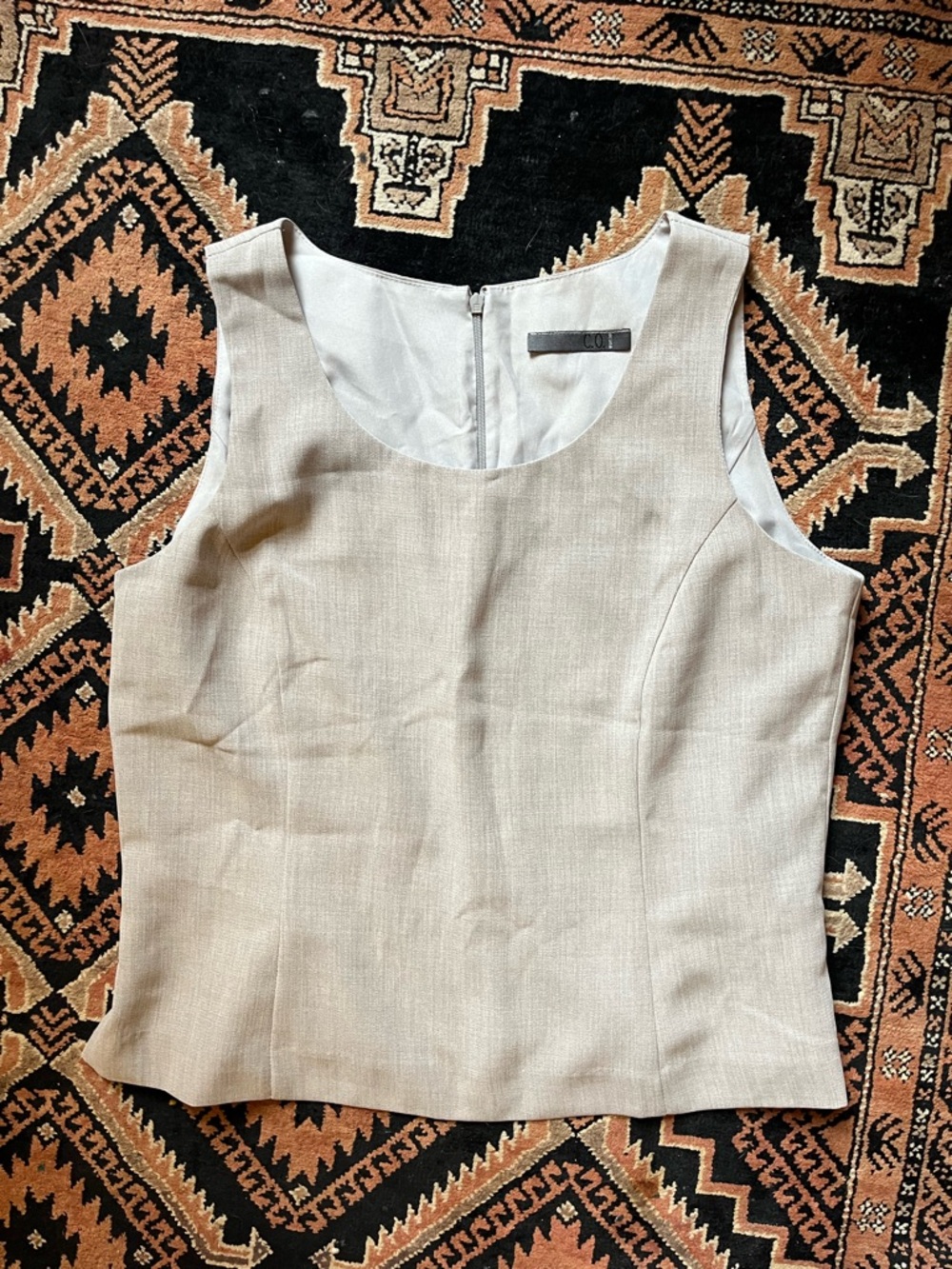 CO Neutral Stone-Coloured Sleeveless Tailored Shell Top